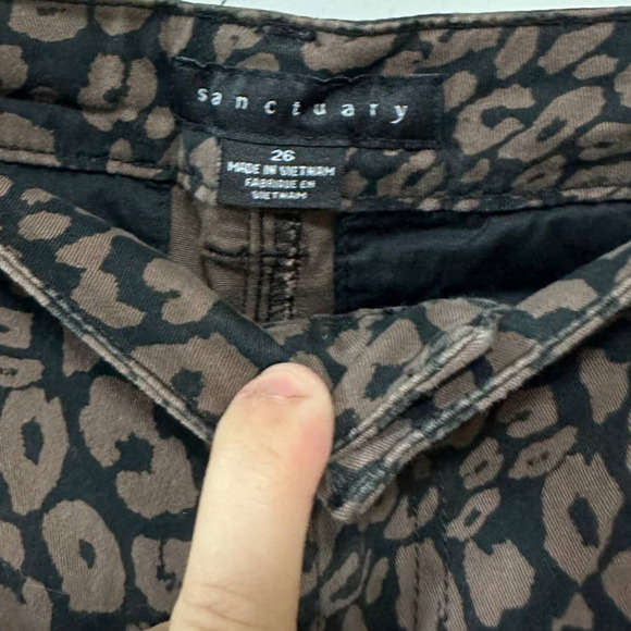 Sanctuary Leopard Twill Skinny Pants Black Brown - NWT Size 26‎ - Picture 3 of 6